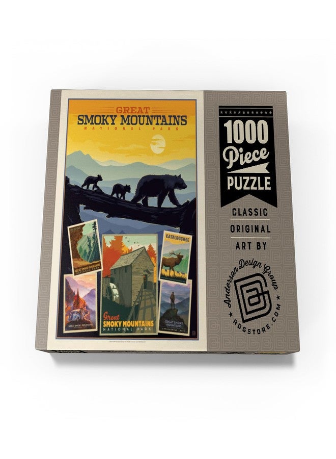 MyPuzzle.com MyPuzzle Great Smoky Mountains National Park: Collage Print, Vintage Poster - Premium 1000 Piece Jigsaw Puzzle for Adults - Image 4